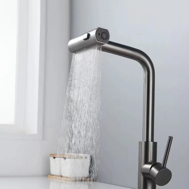 YCRAYS Black Kitchen Faucets Gray Pull Out Rotation Waterfall Stream Sprayer Head Sink Mixer Brushed Nickle Water Tap Accessorie